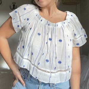 Embroidered off the shoulder top